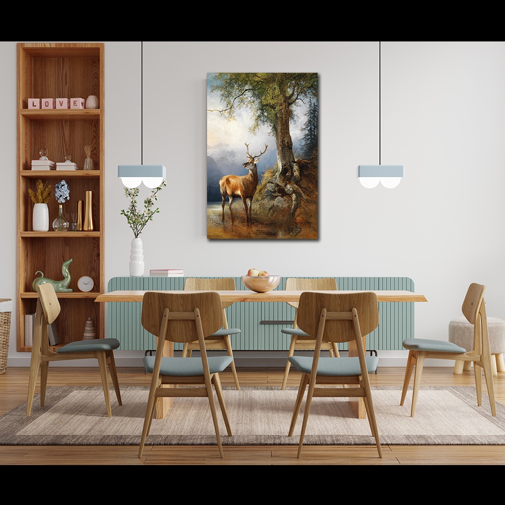 【御畫房】梅花鹿 國家一級畫師手繪油畫60&times;90cm(VF-26), , large