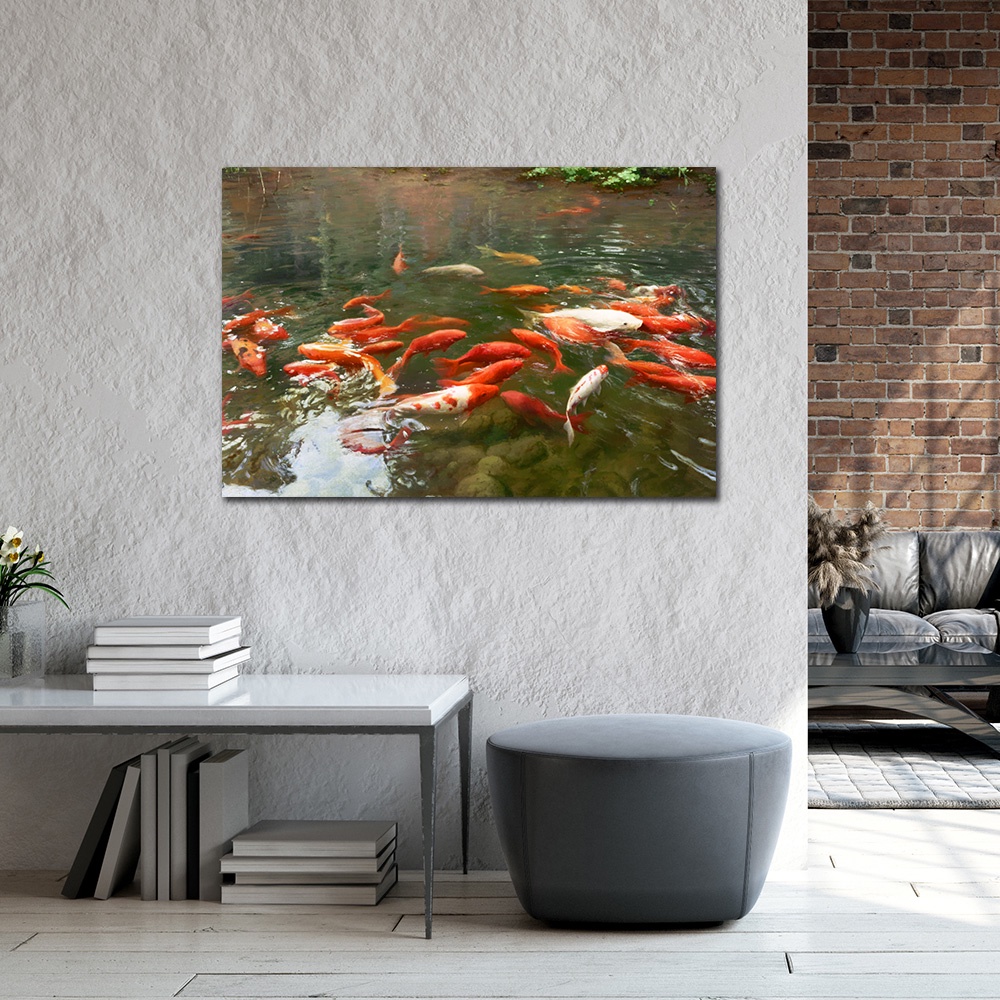 【御畫房】年年有魚 國家一級畫師手繪油畫60&times;90cm(VF-14), , large