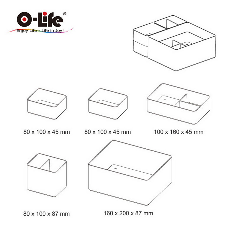 【O-Life】B-014 stacking storage box-black 5-piece set, , large