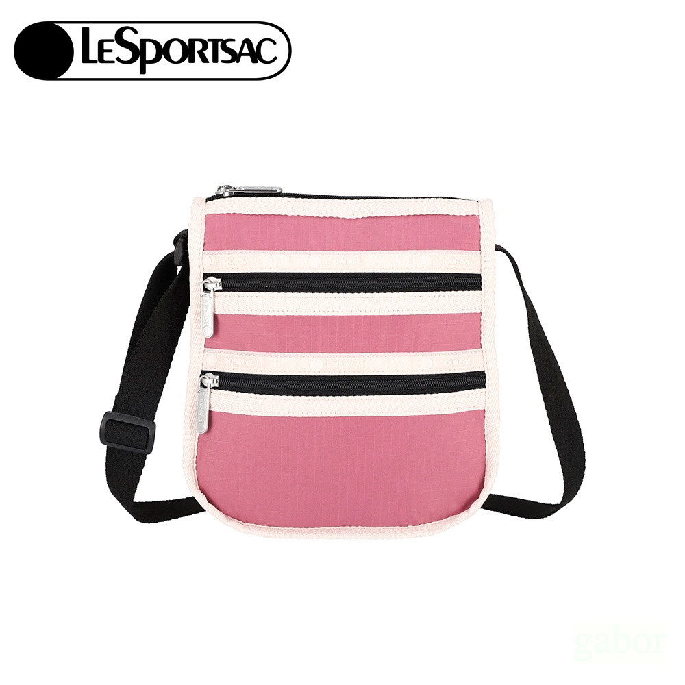 LeSportsac 3-Zip Crossbody 三層拉鍊斜背包 手機包 送禮-桃紅色, , large