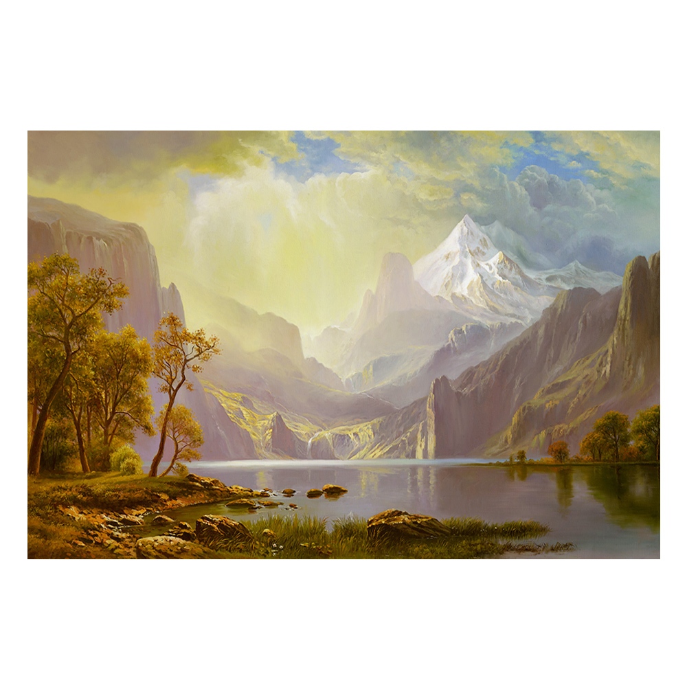 【御畫房】天山湖畔 國家一級畫師手繪油畫60&times;90cm(VF-86), , large