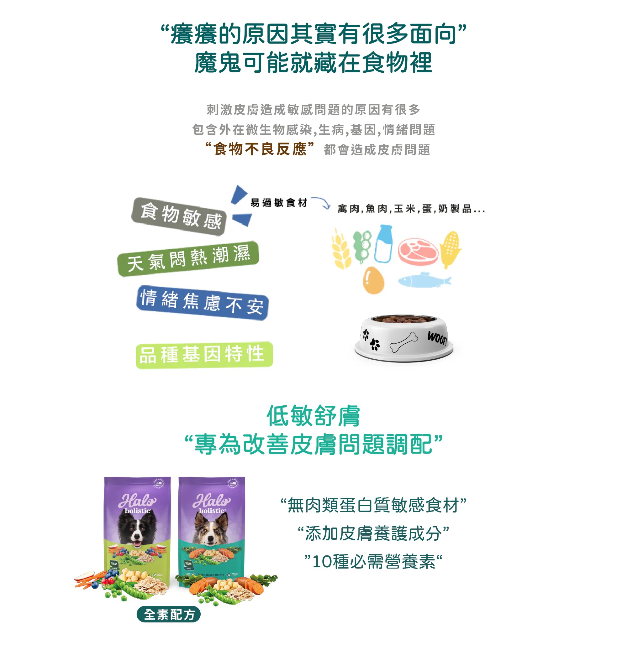 【HALO 嘿囉】10磅 全齡犬 低敏舒膚 豌豆燉鷹嘴豆/海藻修復配方 狗飼料 狗糧(犬糧/狗乾糧), , large