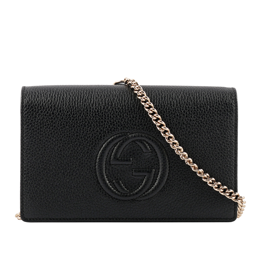 GUCCI SOHO 系列牛皮皮夾式手拿/鍊包/黑色, , large