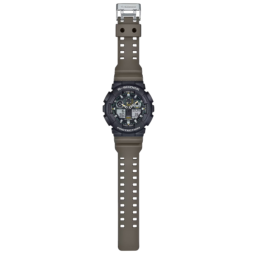 CASIO 卡西歐 G-SHOCK 經典配色系列 雙顯手錶 GA-100TU-1A3, , large