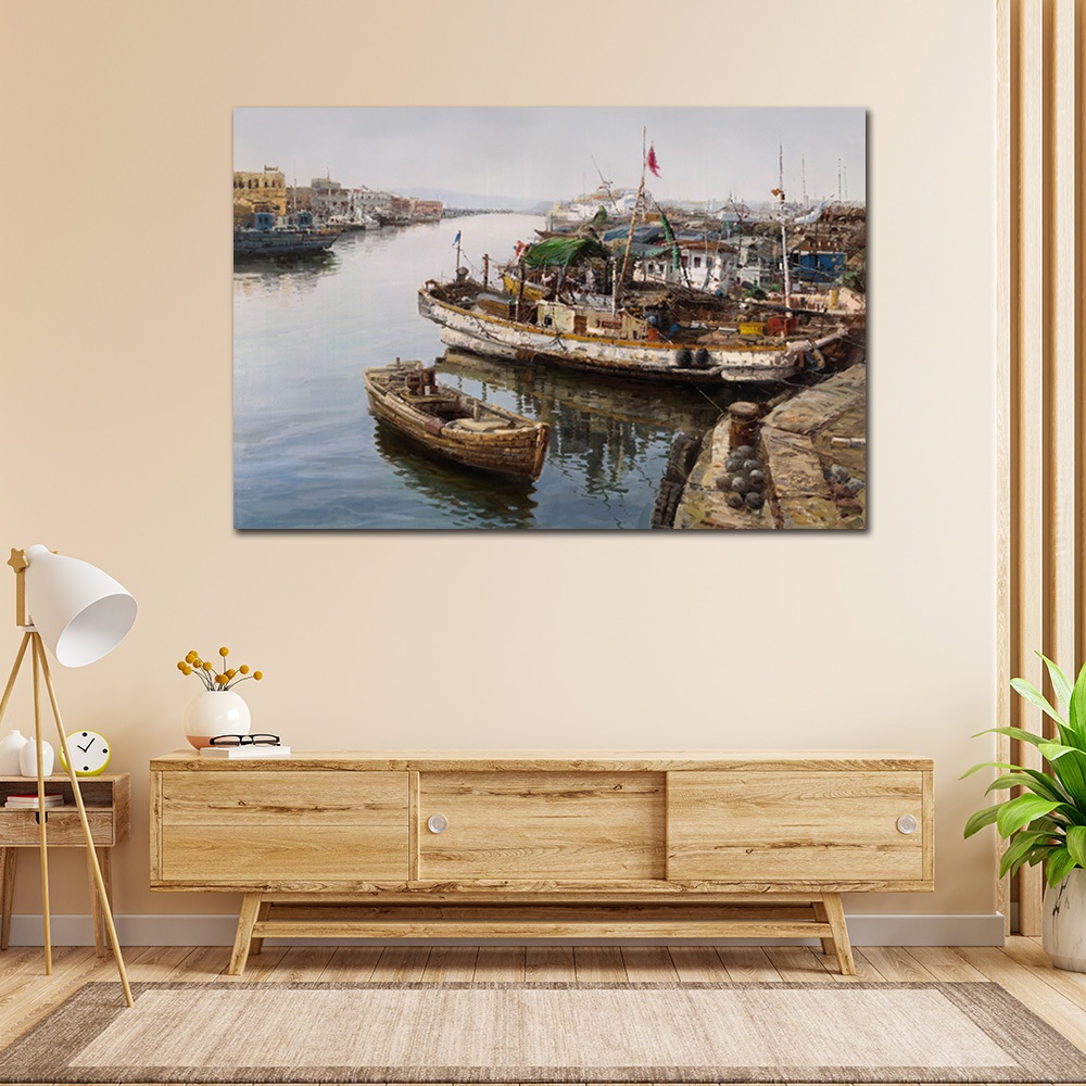【御畫房】漁船 國家一級畫師手繪油畫60&times;90cm(VF-78), , large