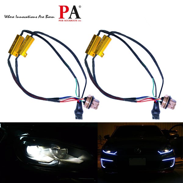 【PA LED】T20 雙芯 7443 對接式 解碼器 黃金電阻 消除 LED HID 故障燈 故障碼 警告燈 防快閃, , large