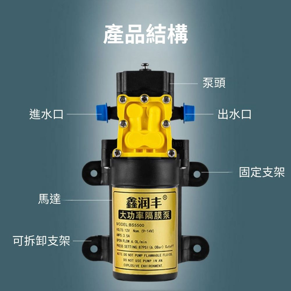 電動噴霧器馬達泵浦/12V-6L/min高壓水泵, , large