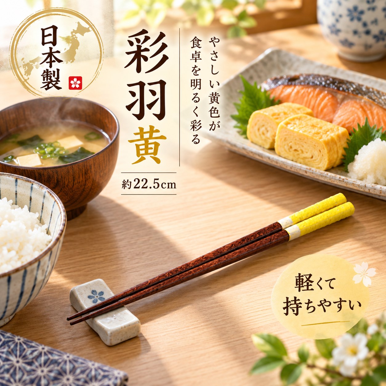 【HIYASU日安工坊】日本工藝箸-彩羽 黃, , large