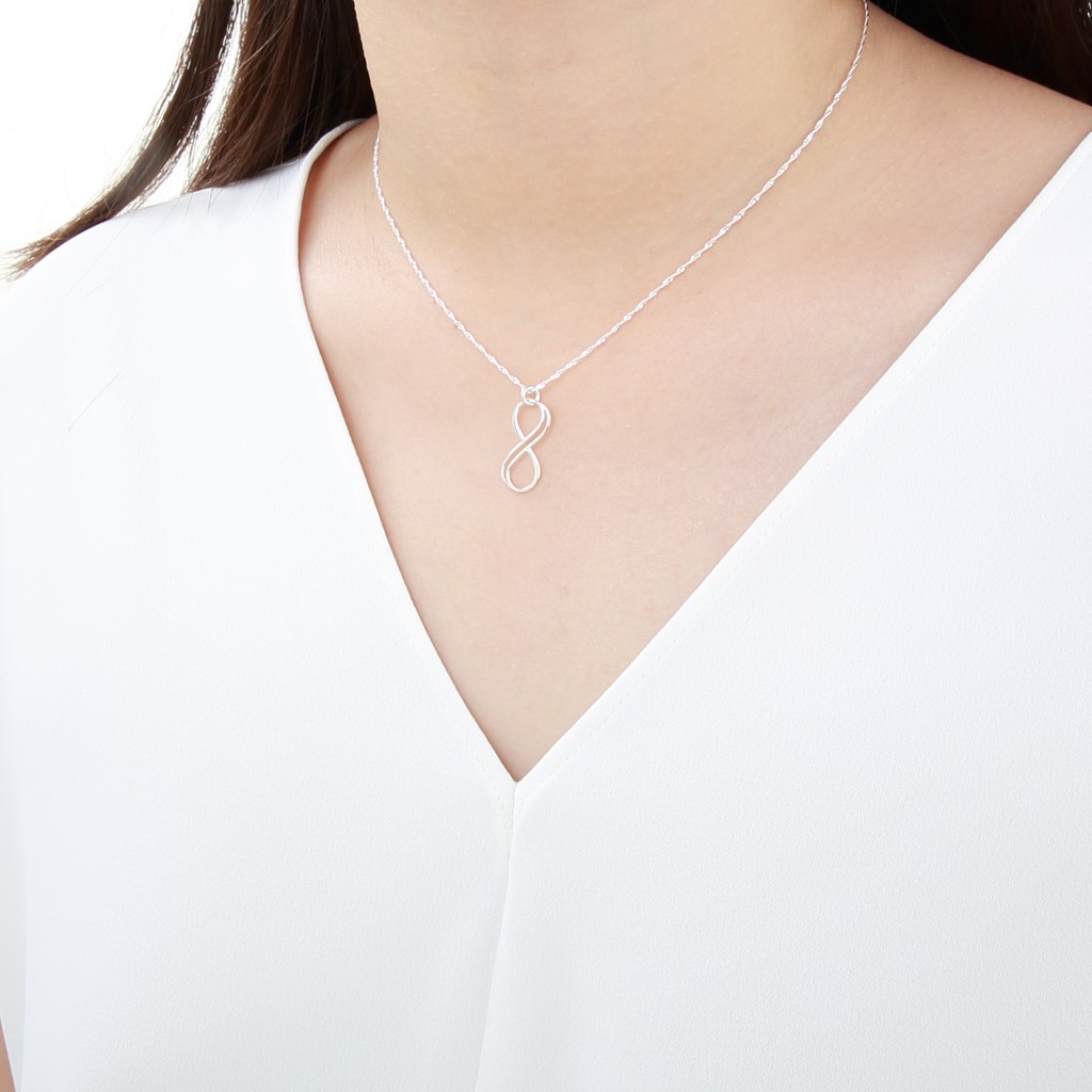 【Angel & Me】Love double Infinity s925 sterling silver necklace birthday gift, , large