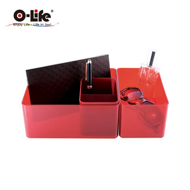 【O-Life】B-012 stacking storage box-black 3-piece set, , large