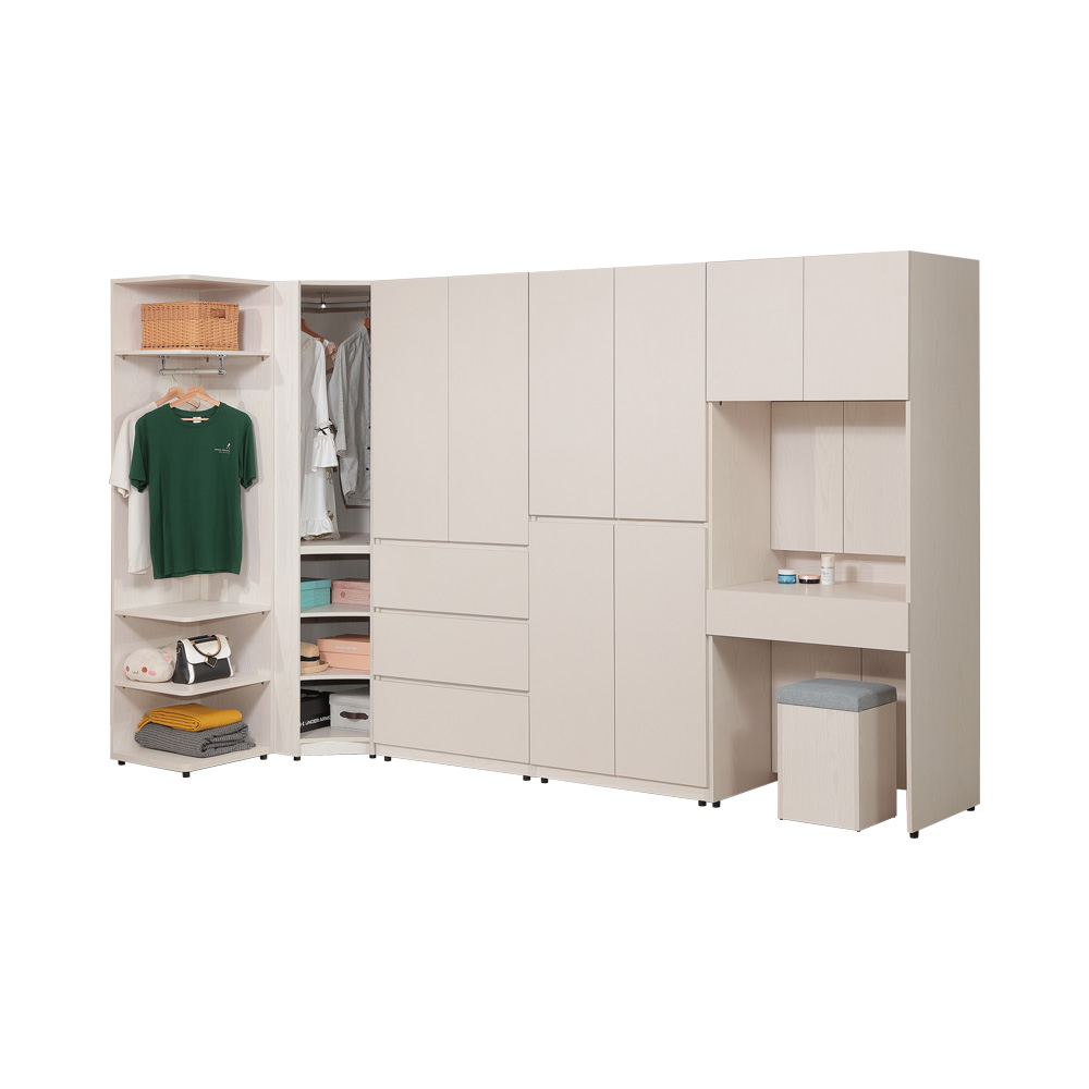 【Homelike】 喜家居轉角化妝衣櫃組合(2605), , large
