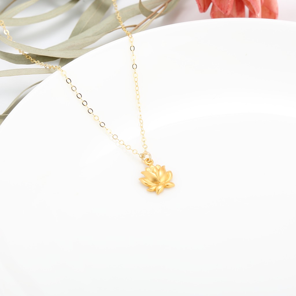 【Angel & Me】Love Lotus s925 sterling silver 24k gold plated necklace gift, , large