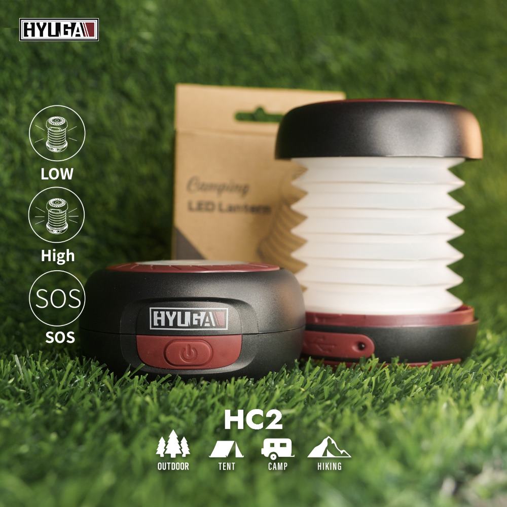 【HYUGA】Collapsible LED Camping Lantern &ndash; Dual Charging Modes, Dual Light Sources, Retro Chic Style, Tent Light, Ambient Light, Night Light , , large