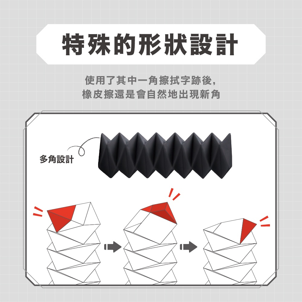 【sun-star】多角形鋸齒橡皮擦  擦布 擦子 塑膠擦 修正 細節擦(日本進口)*白, , large