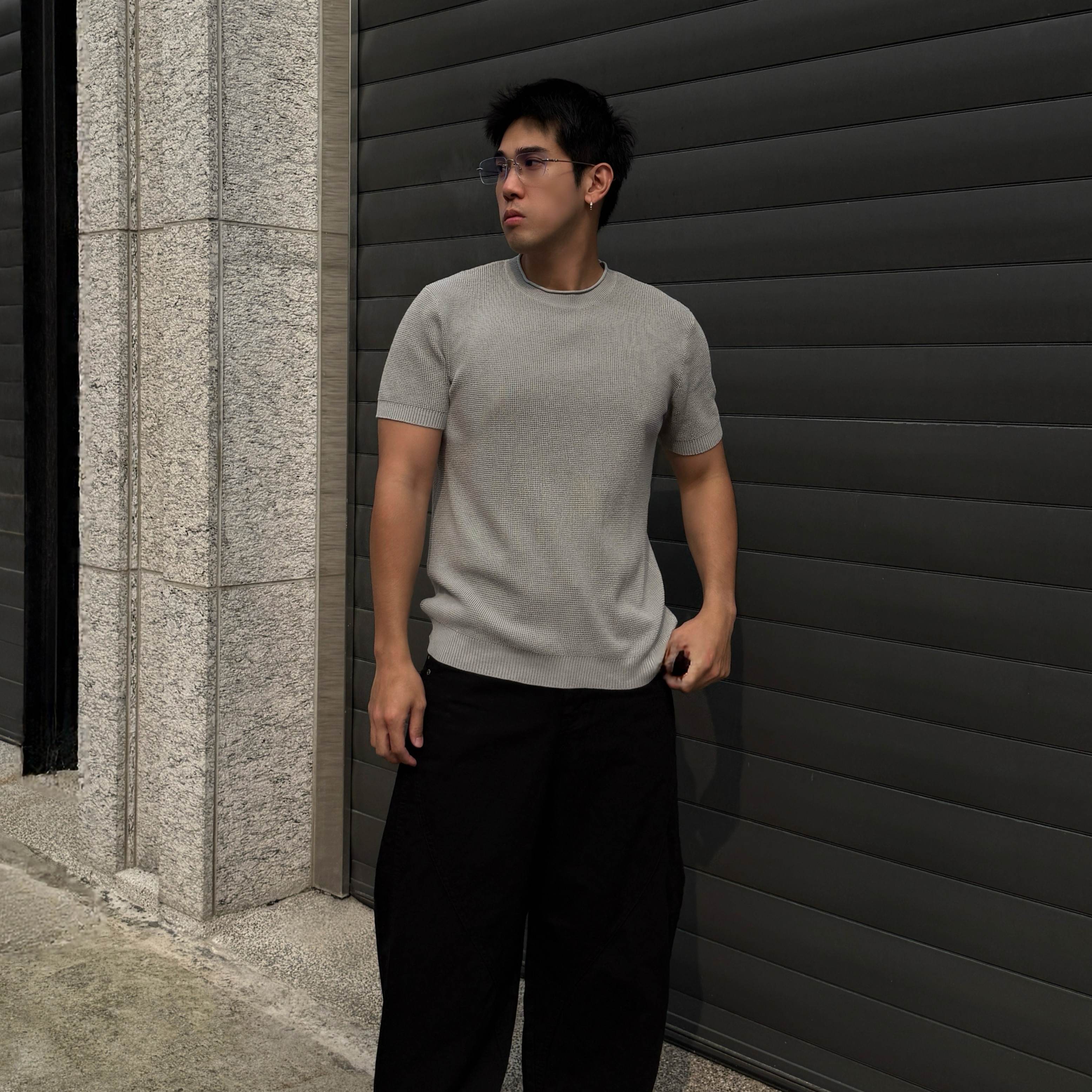 Casual-細緻華夫格短T, , large