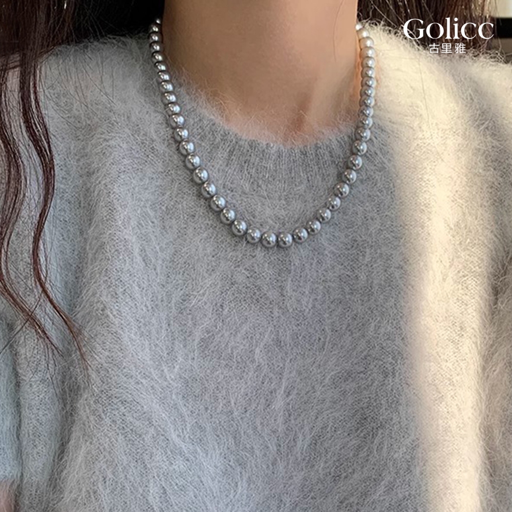 【Gulicc】古莉可 項鍊 最愛經典珍珠項鍊麻灰色, , large