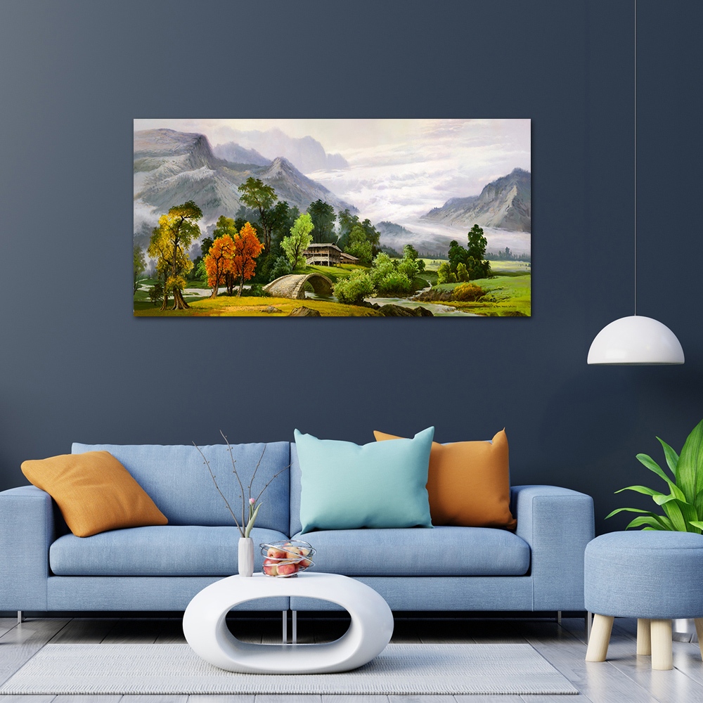 【御畫房】春山如笑 國家一級畫師手繪油畫60&times;120cm(VF-114), , large
