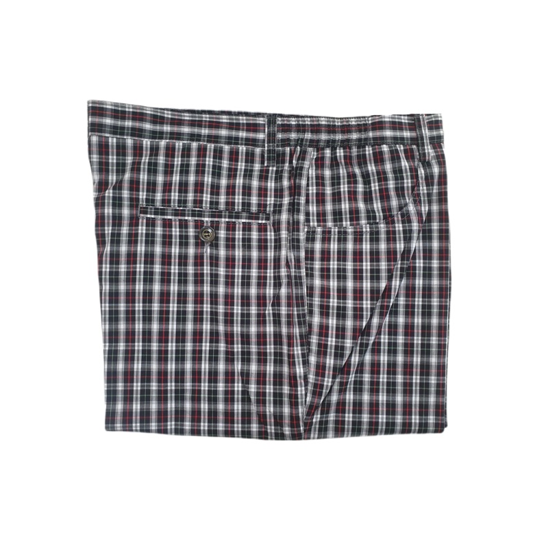 British style dark plaid casual shorts, , large