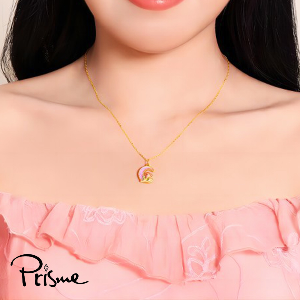 【Prisme Gold】黃金項鍊 月亮玫瑰 鍊墜項鍊 (金重：約0.13錢&plusmn;0.03), , large