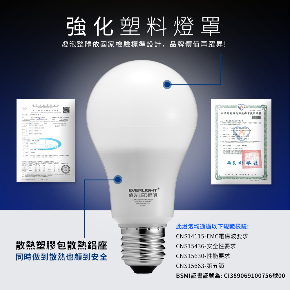 Everlight億光 8入組 12W亮度 超節能plus 僅9.2W用電量(黃光), 黃光, large