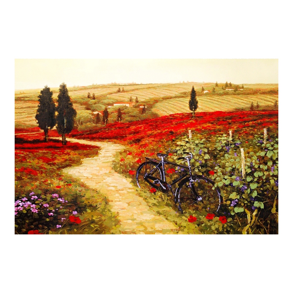 【御畫房】紅花地 國家一級畫師手繪油畫60&times;90cm(VF-06), , large