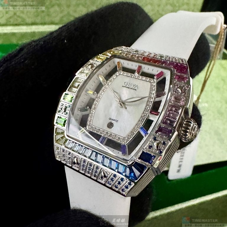 [星晴錶業]GEYA手錶,36mm, 44mm,G76221LWW白色錶面銀錶殼白矽膠錶帶款, , large