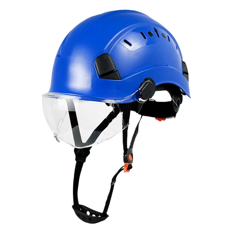 Construction site safety helmet (blue) with ear flaps, , large