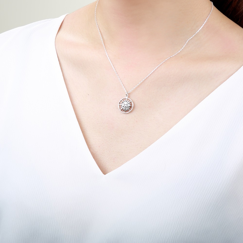 【Angel & Me】Smiling Sun s925 sterling silver necklace birthday gift, , large