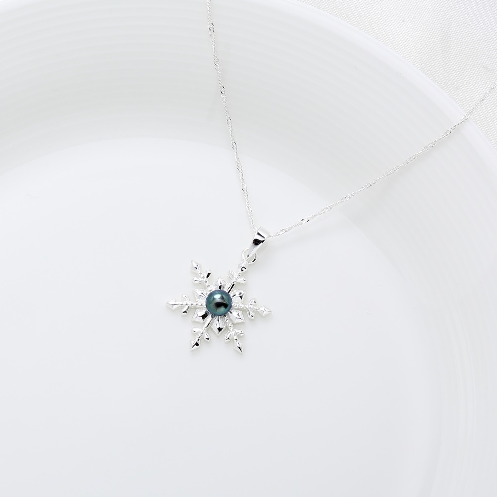 【Angel & Me】Snowflake Pearl s925 sterling silver necklace Birthday gift, , large