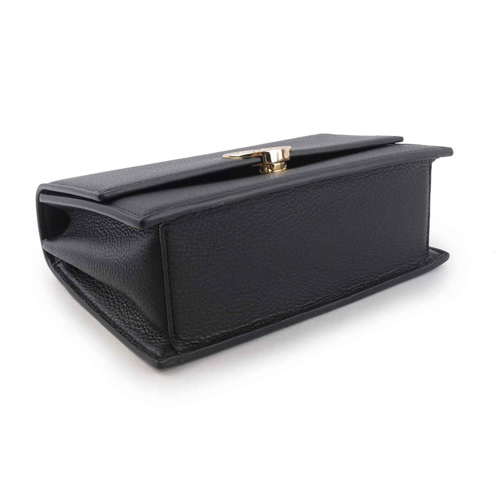 TORY BURCH Miller 荔枝皮革翻蓋肩背/斜背二用包/黑色, , large