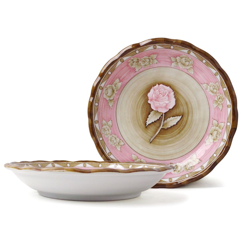 [豐名日本餐具] 8.0"深盤 一輪玫瑰 粉 / C08PL0-218-3, , large