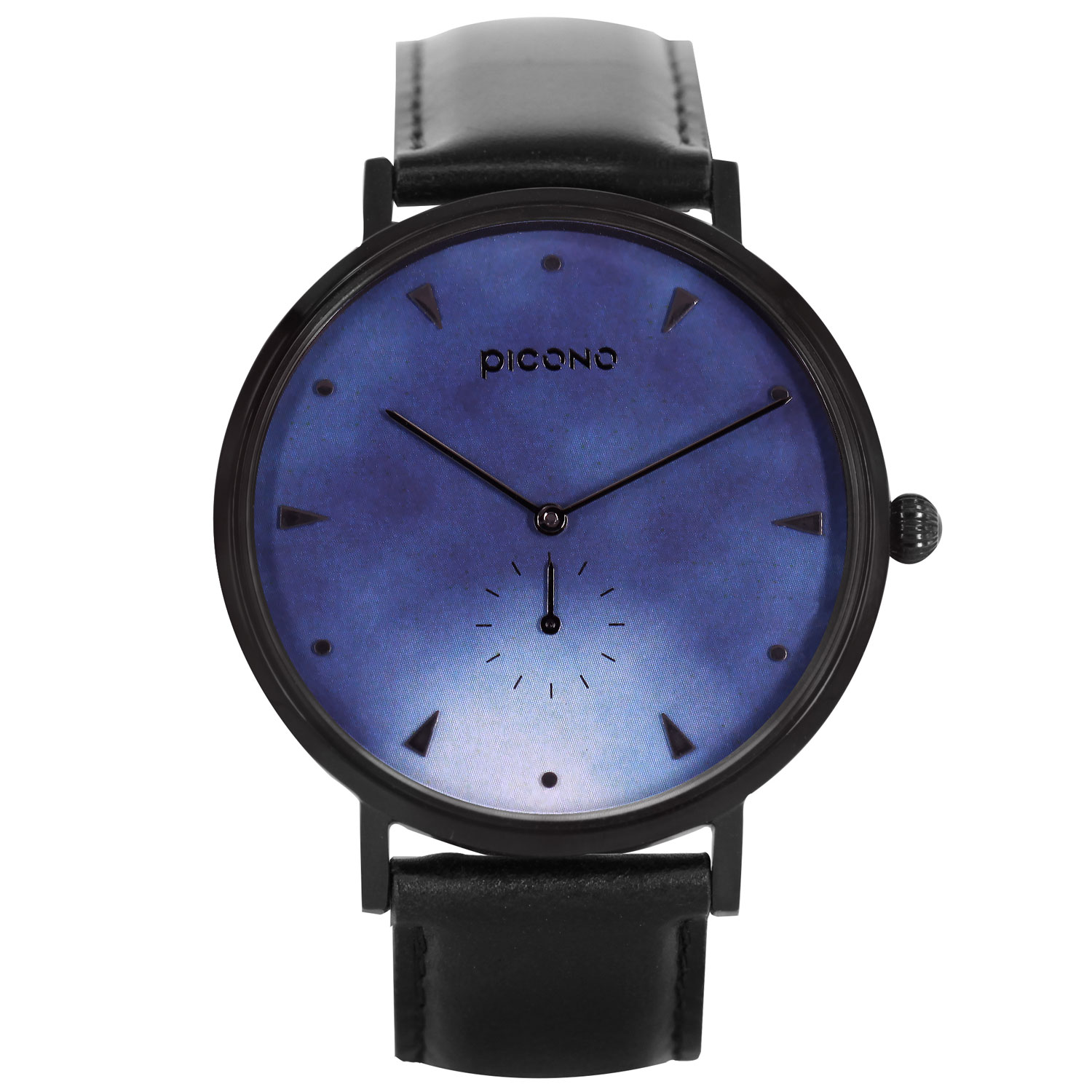 【PICONO】A week collection black leather strap watch-Blue / AW-7601, , large
