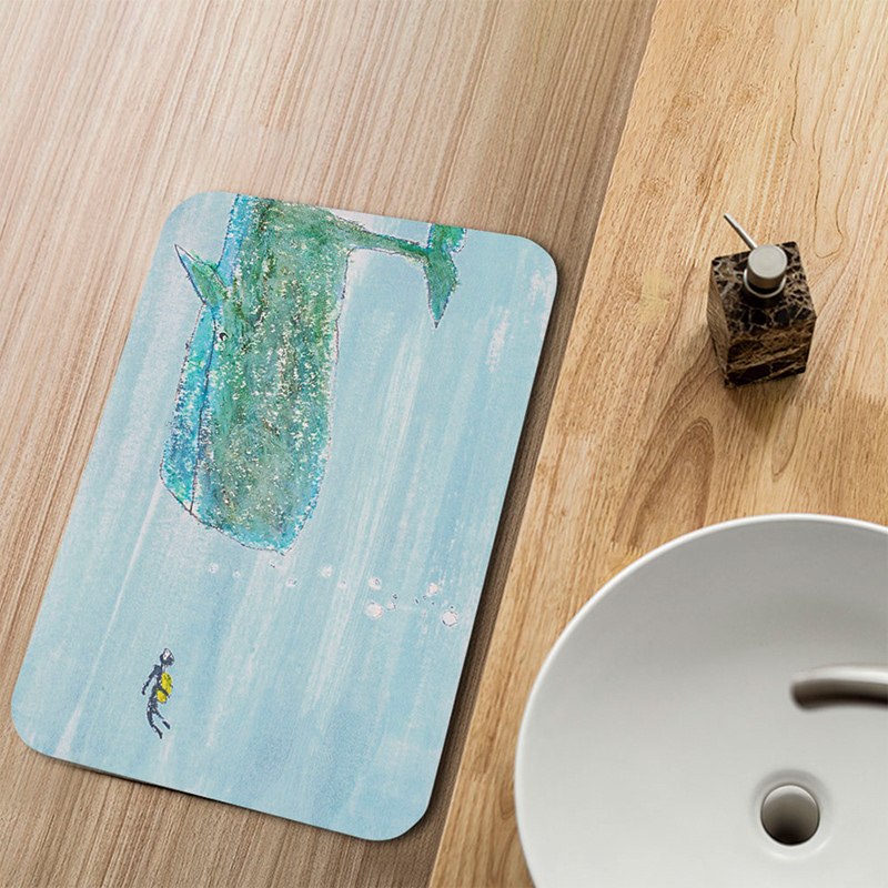 【Monster】 Soft Diatomaceous Earth Absorbent Mat &ndash; DUCKY SHEN Collection (60x40cm) &ndash; Whale, , large