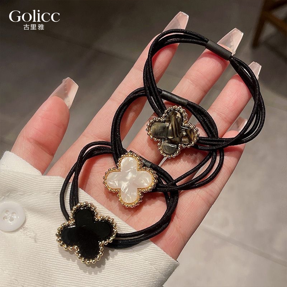 【Gulicc】古莉可 髮圈 法式 復古氣質四葉草髮圈, , large