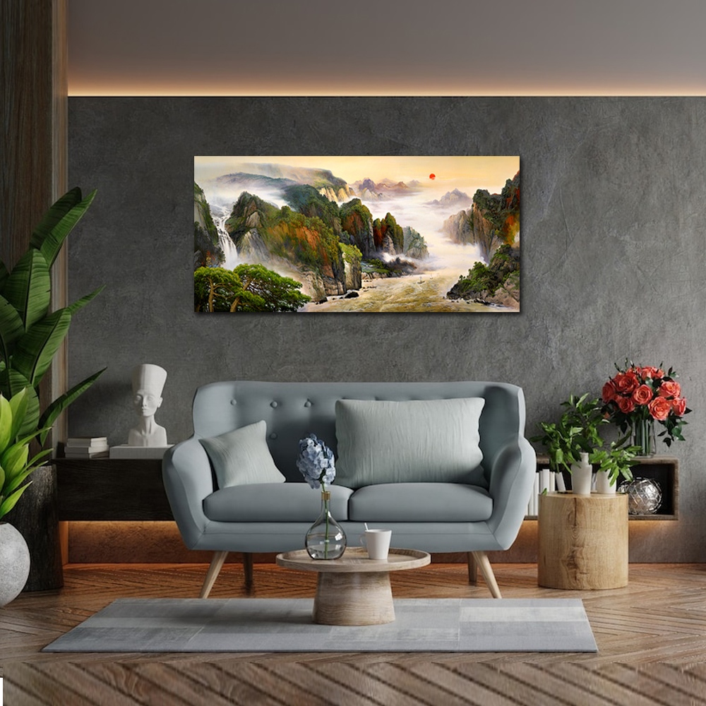 【御畫房】江山萬里 國家一級畫師手繪油畫60&times;120cm(VF-73), , large
