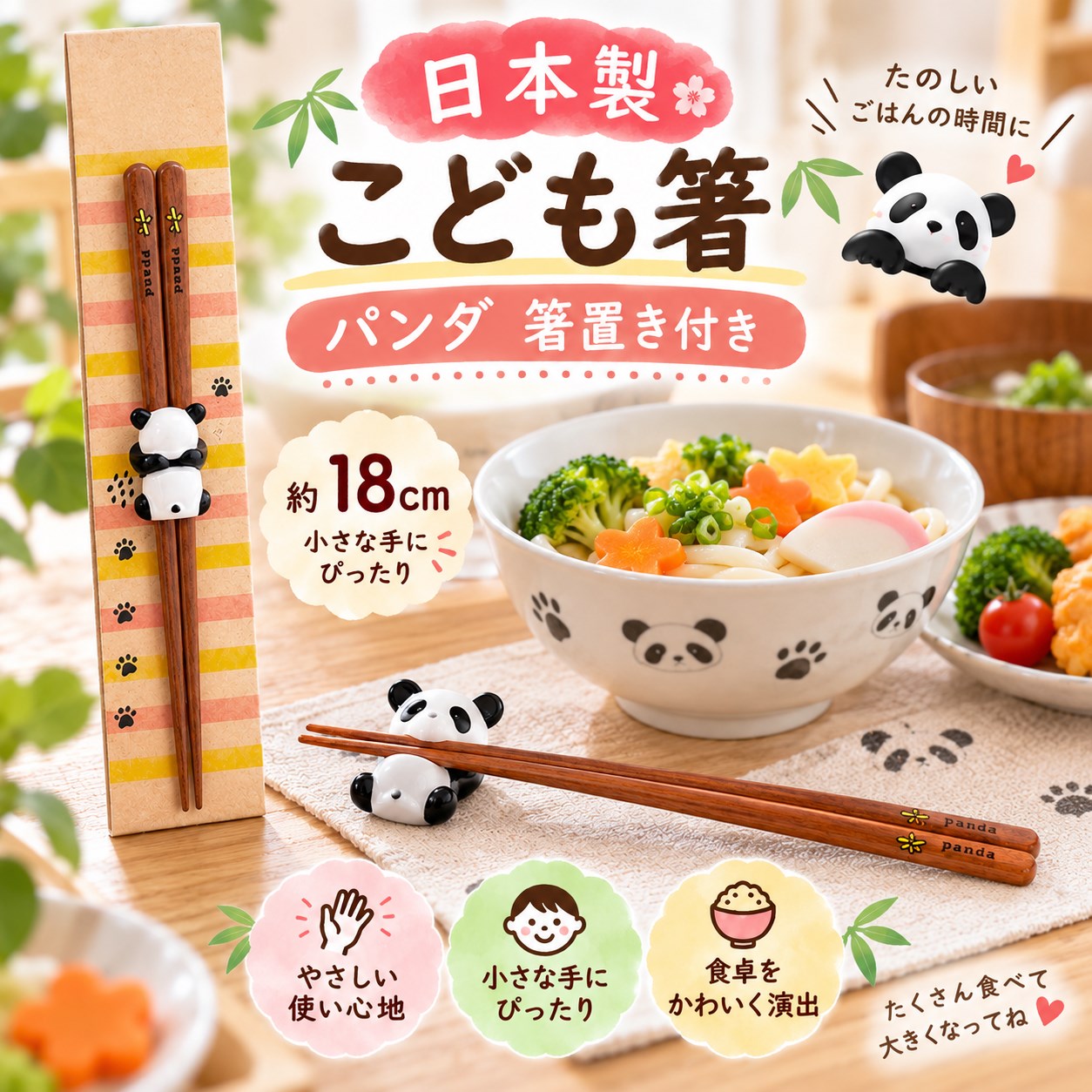 【HIYASU日安工坊】日本兒童箸-熊貓 附筷架, , large