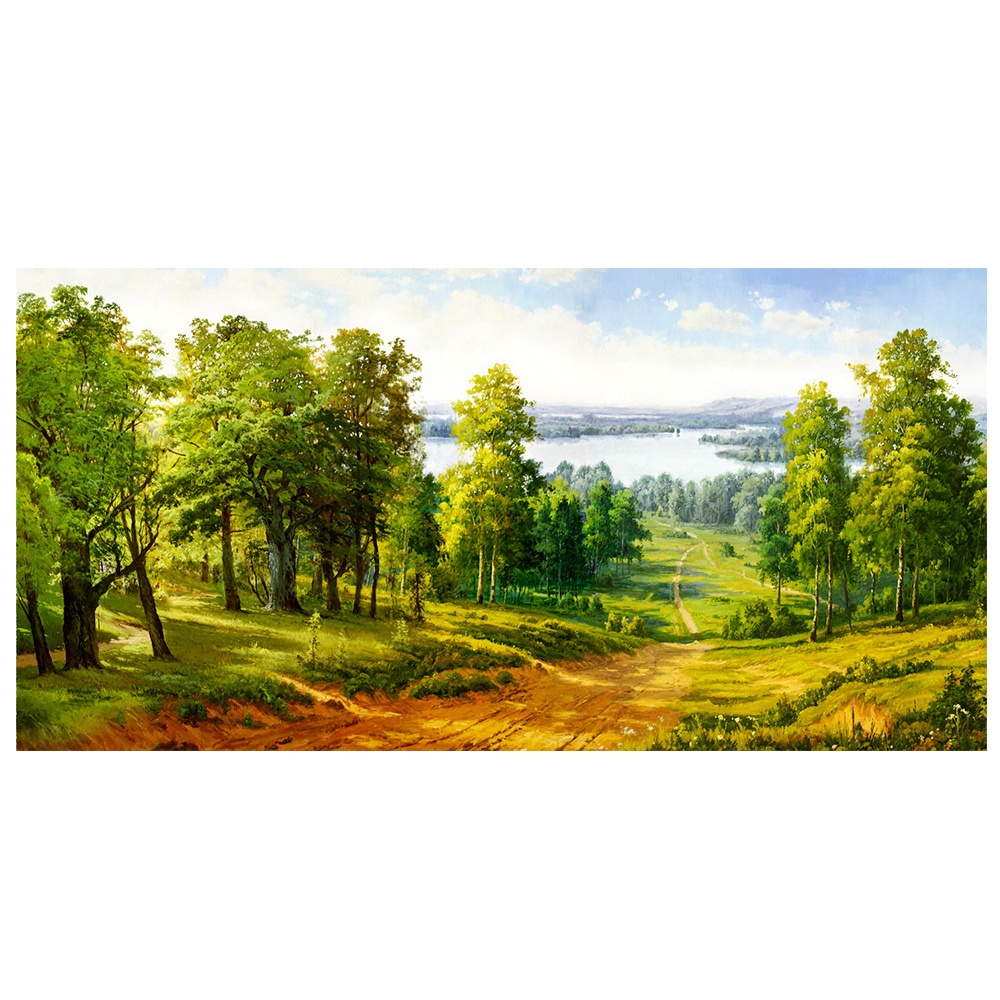 【御畫房】千里碧玉 國家一級畫師手繪油畫60&times;120cm(VF-123), , large