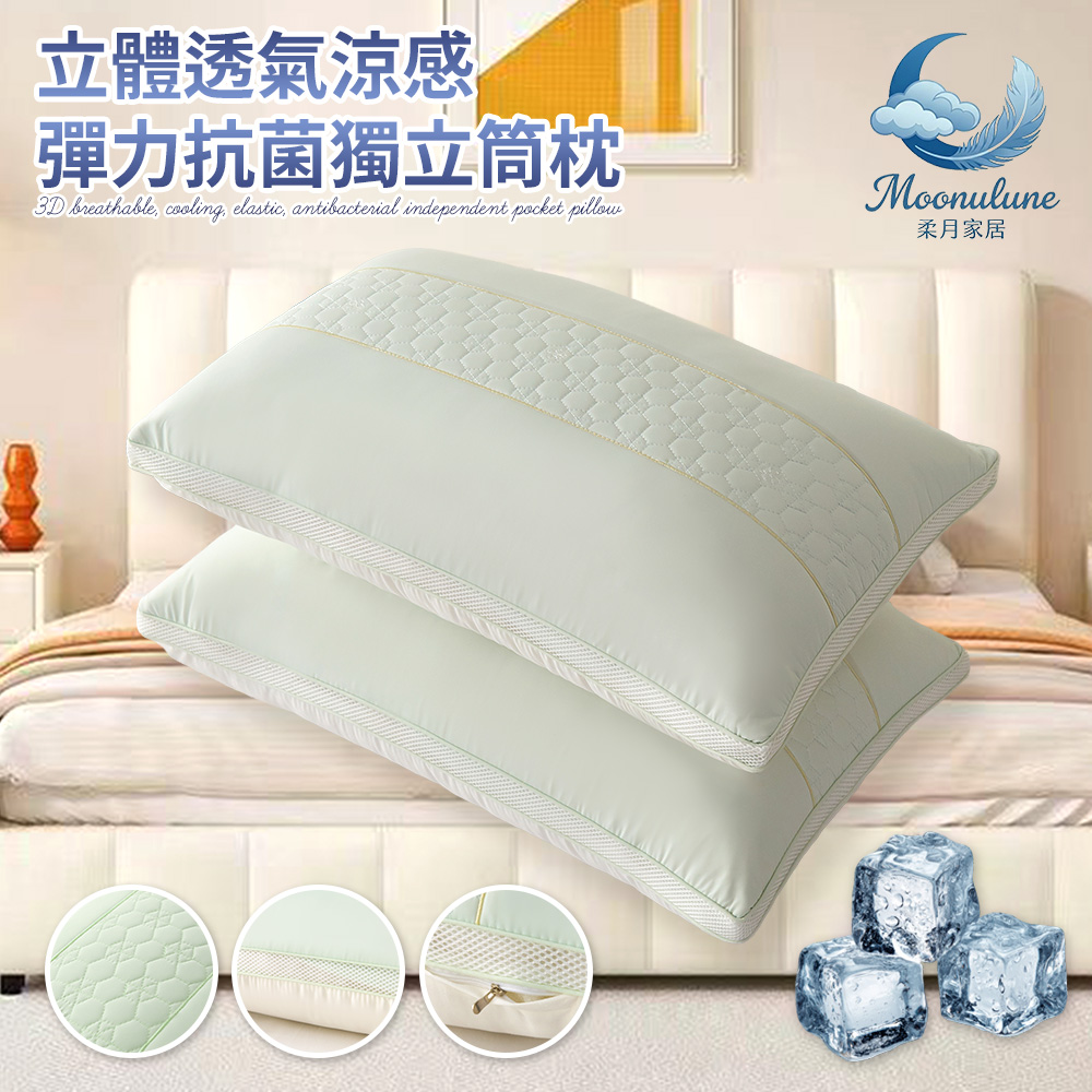  Buy 1 Get 1 Free Taiwan-made 3D Breathable Cooling Elastic Antibacterial Independent Pocket Pillow, , large