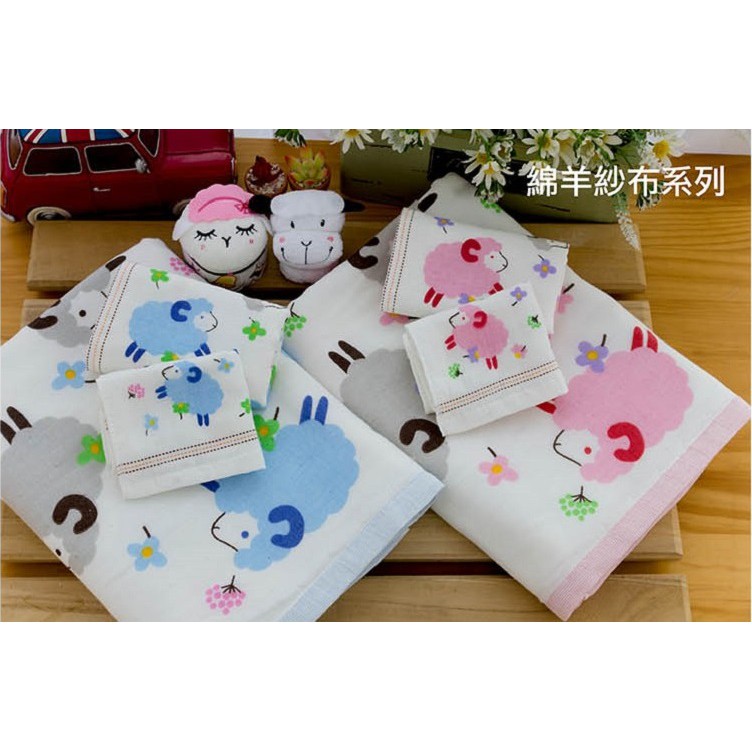 [台灣興隆毛巾] 綿羊紗布童巾 6入混色, , large