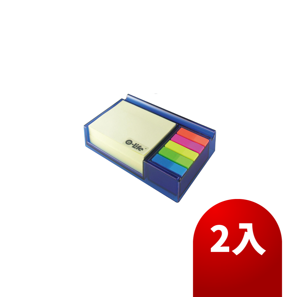 【O-Life】彩色便籤便條台組-2入組透藍色, , large