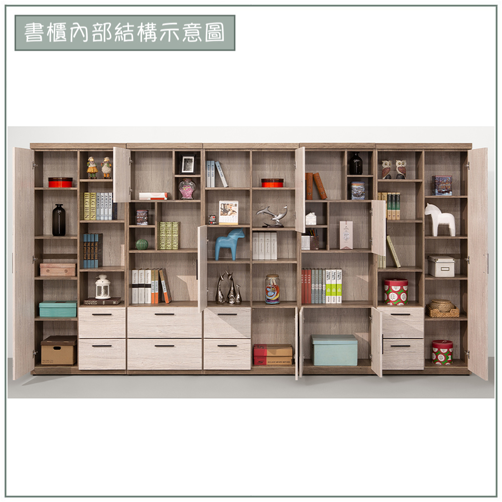 【唯熙傢俱】唯樂灰白雙色11.5尺書櫃, , large