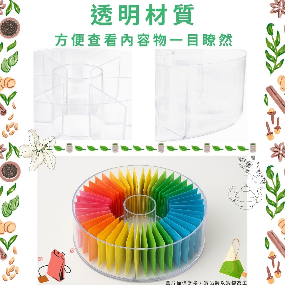 GS MALL 台灣製造 茶包收納盒 圓形茶包盒 茶包保存盒 茶包分隔收納盒 茶包置物盒 茶包儲物盒 茶包盒, , large