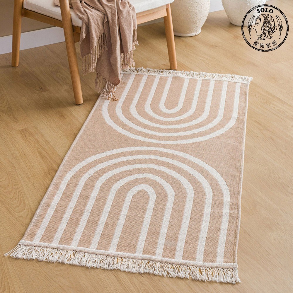 【SOLO歐洲家居】LCW Home 70x140CM 流蘇地墊 幾何曲線 雙面加大, , large