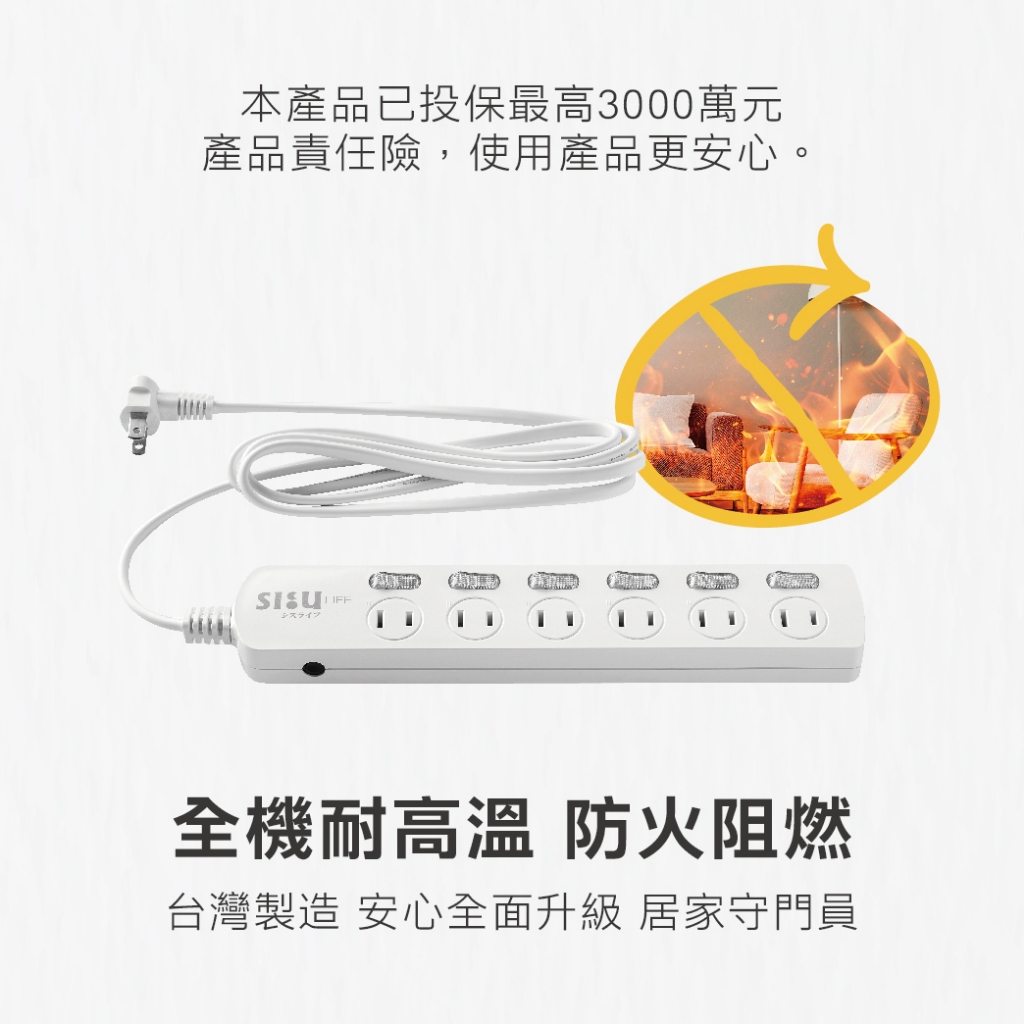 【福利品】｜9尺延長線｜二孔插頭｜扁頭插頭｜防雷｜過載保護｜SLife｜台灣製｜外觀瑕疵, , large