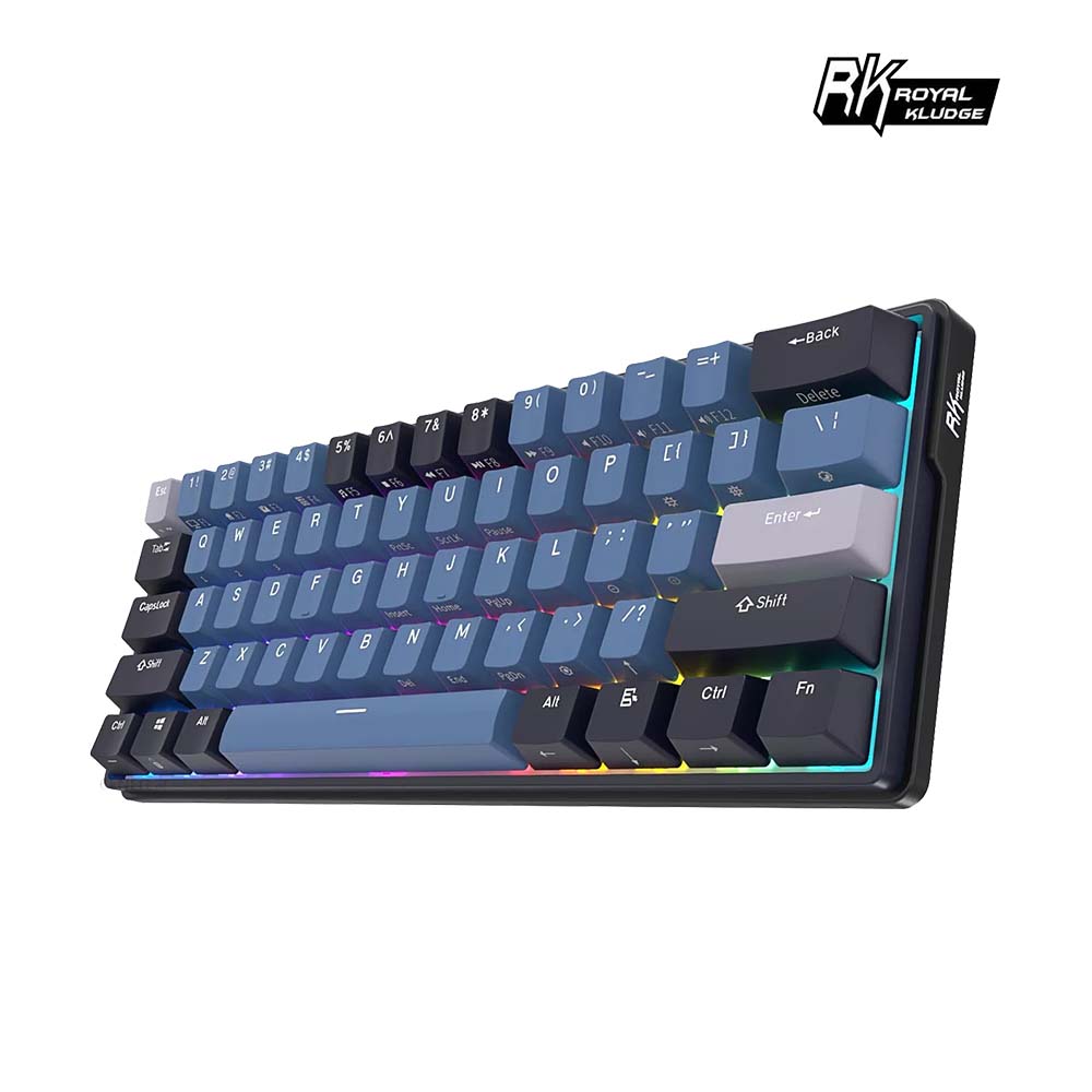 [樂維科技]RK 61 PLUS 60% 藍牙三模無線機械鍵盤K黃軸 RGB 靛藍｜中文, , large