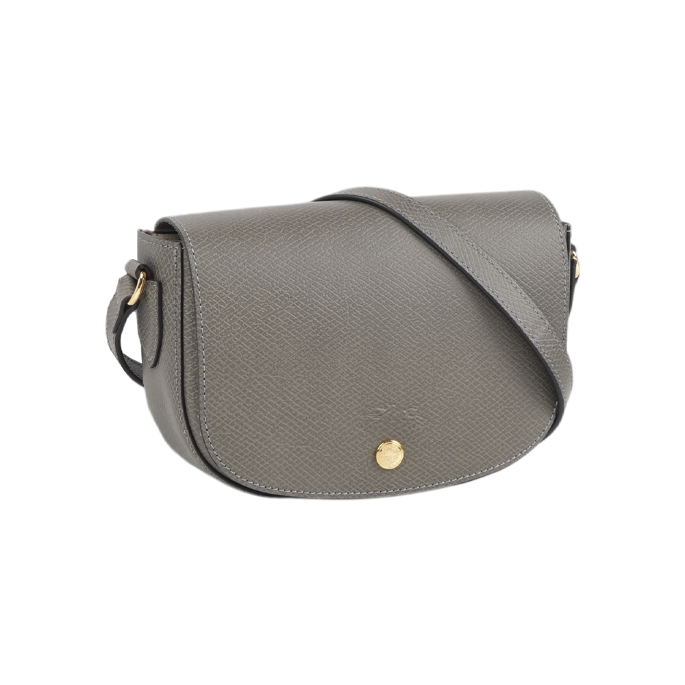 LONGCHAMP S號 EPURE 牛皮翻蓋馬鞍包(斑鳩灰), , large