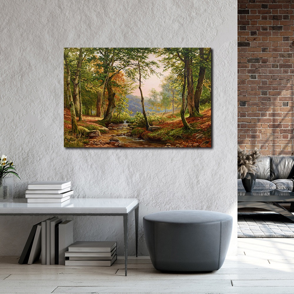 【御畫房】綠林小鹿之二 國家一級畫師手繪油畫60&times;90cm(VF-193), , large