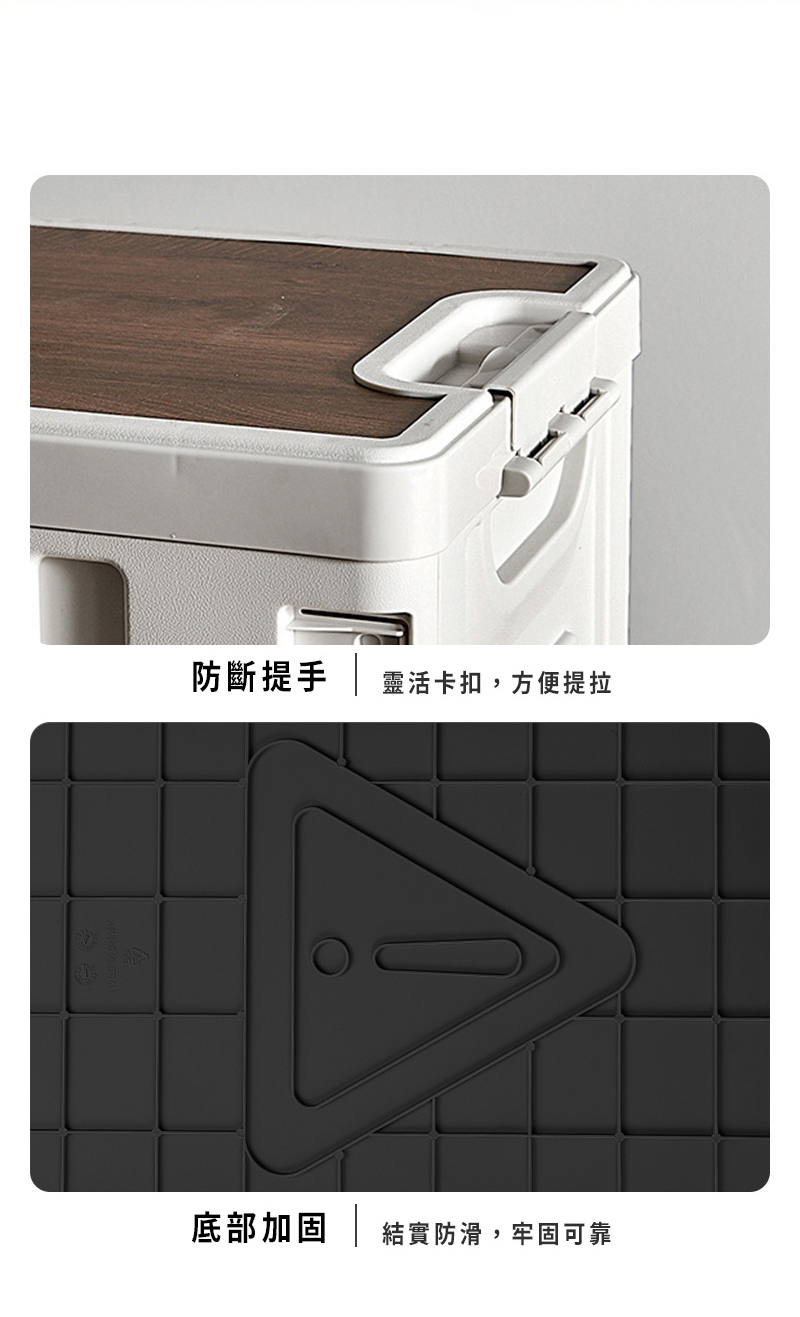 【Y HOUSE】Flat cover foldable storage box, storage box, foldable outdoor camping, car storage, camping picnic - black, , large