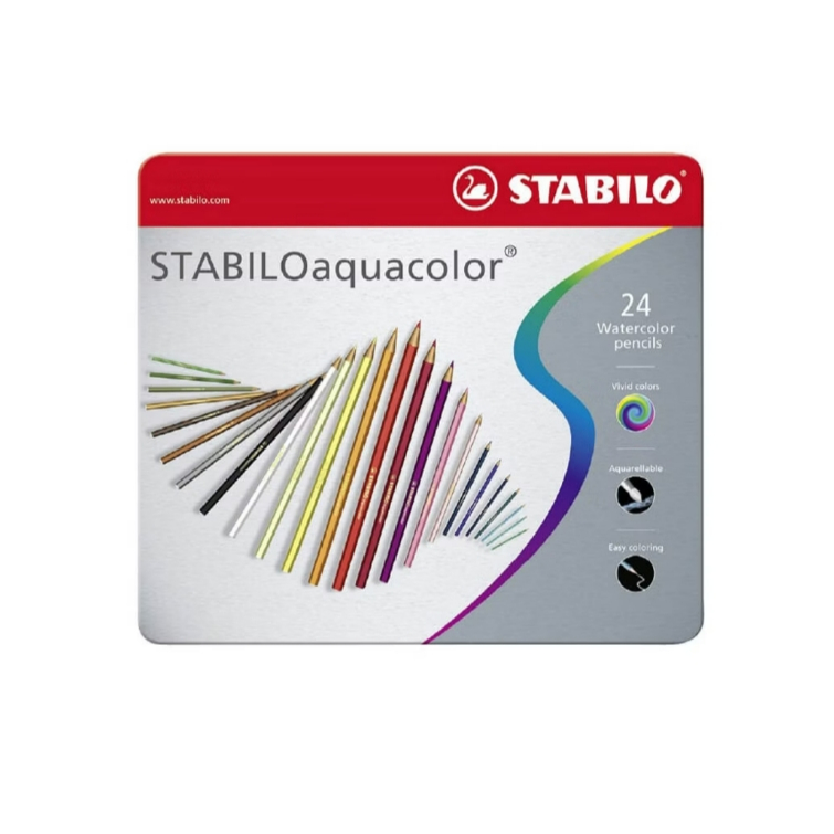 【德國天鵝STABILO】CarbOthello 奧賽樂水性粉彩筆 暈染 疊色 乾濕兩用(ST1436)鐵盒36色, , large