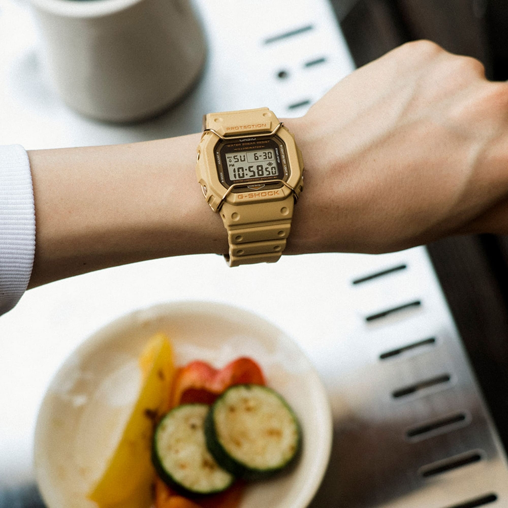CASIO 卡西歐 G-SHOCK 大地色系啞光金屬電子錶 DW-5600PT-5, , large